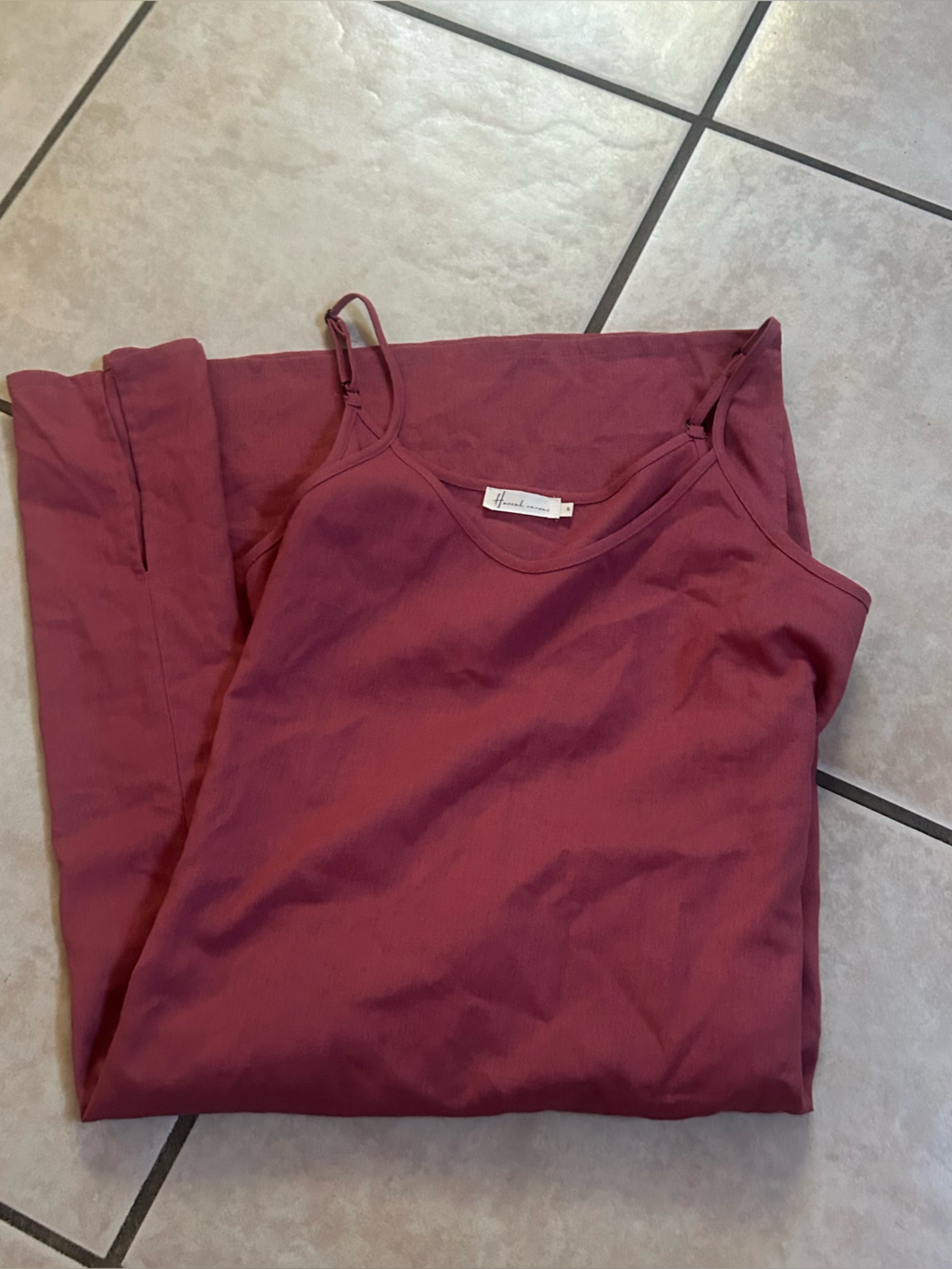 Hannah Canvas Linen Cami Dress Size Small | Prairie Peasant Cottagecore Rust — image 3 of 6